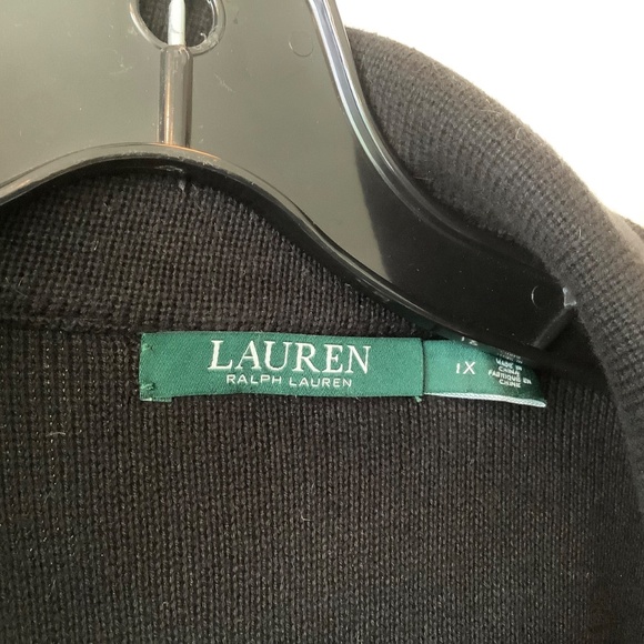 Ralph Lauren Women's Asymmetrical Zip Cardigan Black White Striped Size 1X - Picture 6 of 7